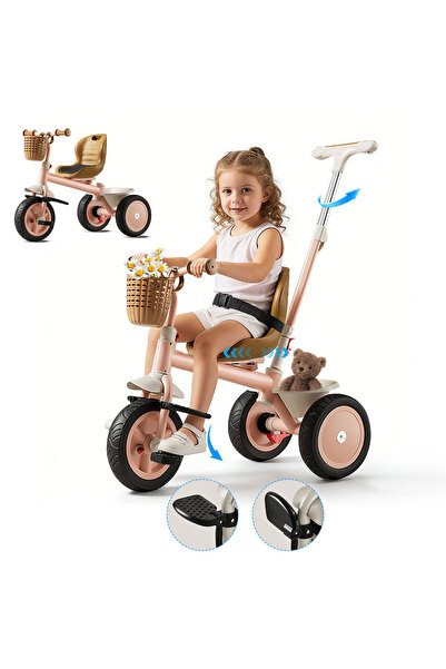 Ma Baby 2 In 1 Kids Tricycles, with Storage Basket, Adjustable Seat and Push ...