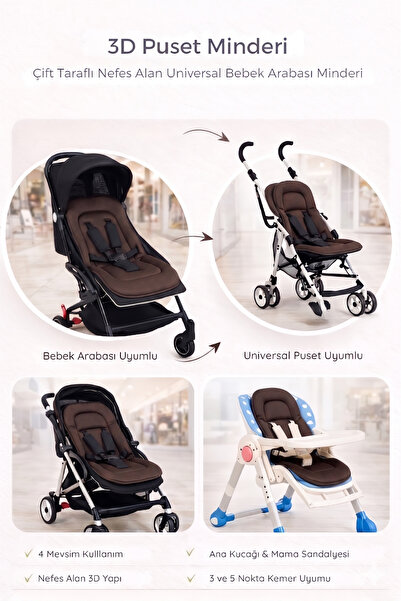 ubeybi Bebek Arabası Minderi Universal 3D Mesh Nefes Alan Terletmez Puset Oto...
