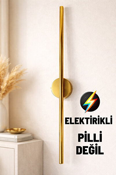 AVİZEM360 Modern Dekoratif Led Duvar Aplik 70 Cm Günışığı GOLD KAPLAMA 1 Adet...