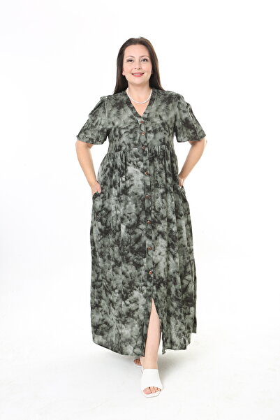 XL Modam Women's Washed Patterned Plus Size Dress