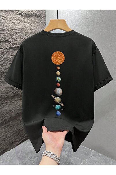 PAVRO Unisex Άνετο T-shirt με μικτό σχέδιο και στάμπα