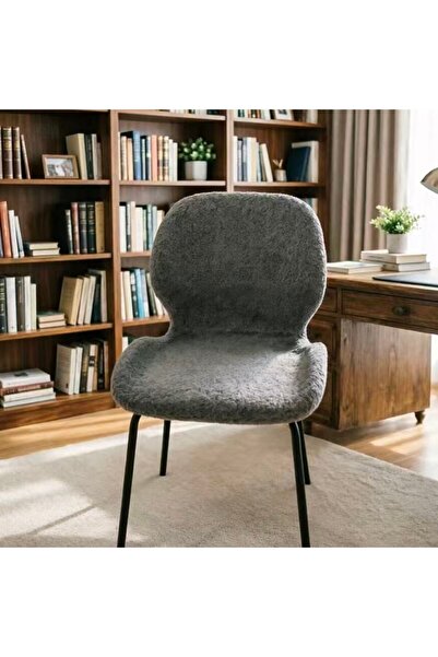 Bleco Irregular Enclosed Backrest Fabric Dining Chair, Minimalist Household D...