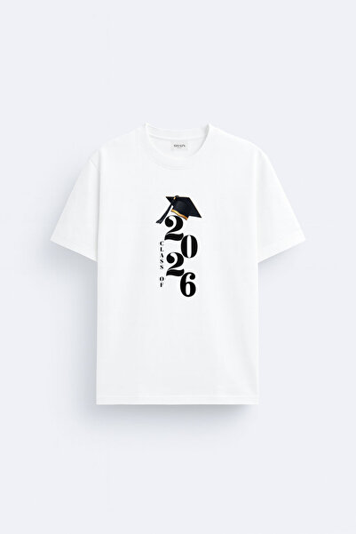 cesita Class of 2026 Graduation Printed Cotton Fabric White T-Shirt T-Shirt