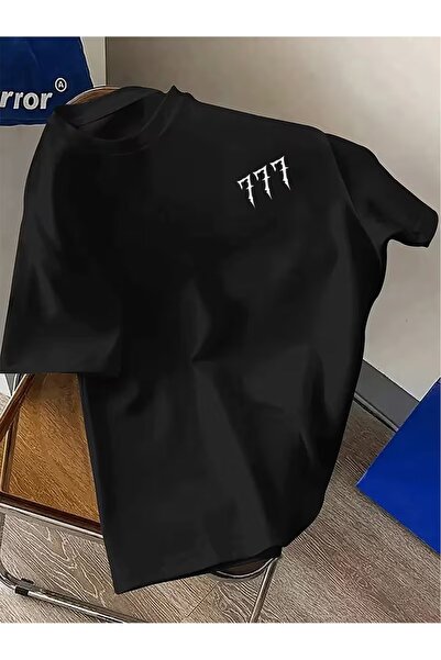 PAVRO Unisex Άνετο T-shirt με μικτό σχέδιο και στάμπα