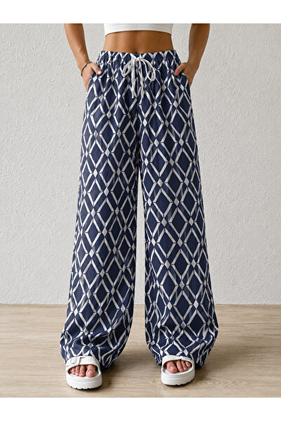 MOONBULL Women's Wrapped Fabric Waist Tied Woven Wide Leg Pants