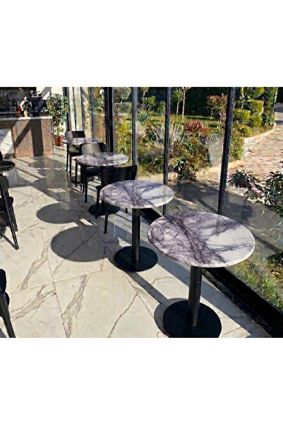 Marb & Home Kafe, Balkon, Mutfak Lüks Mermer Masa 60 cm Yuvarlak