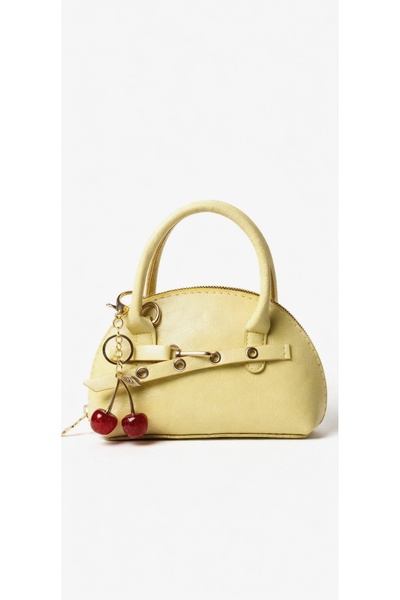 cantamella Butter yellow (tereyağı sarısı) mini bag Kiraz charm hediyeli el v...