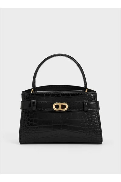 Charlene Aubrielle Croc Tote - Black