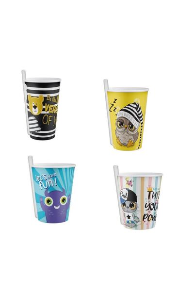 Generic Brand 4 Glasses with Straws 400 Ml