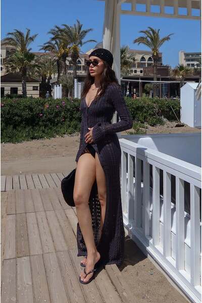 Havoş Smoked Front Buttoned Long Beach Dress