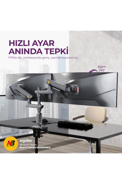 Ergoflex Nb Ergonomic Nb D9C 27-50 Inch Dual Arm 2-20 kg Professional Gaming Monitor Stand