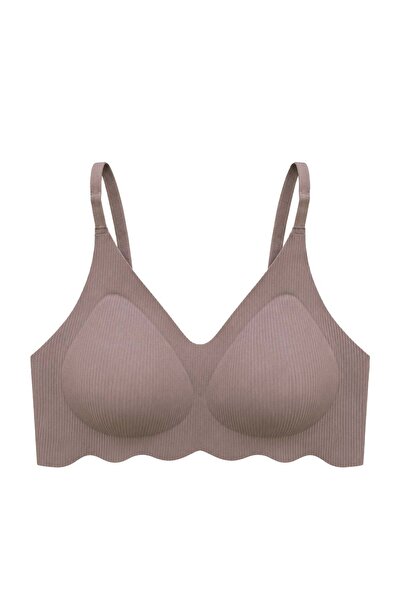 Cottonhill Seamless Bra - Elara |   Brown Laser Cut Wire Free Thin Wick Textu...
