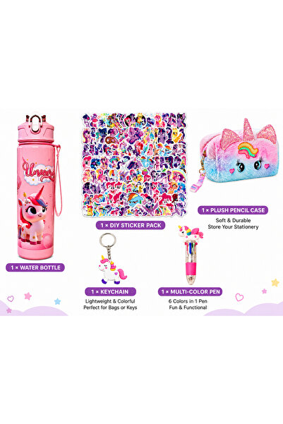 UNICORN Gift Bundle Set for Girls & Boys – Water Bottle, Plush Pencil Case, P...