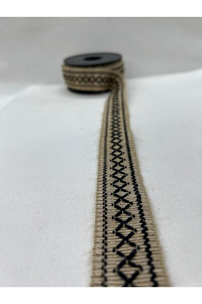 KAYA ARNİCA TEKSTİL Vintage Wicker Cross-Patterned Black Ribbon |   Decorativ...
