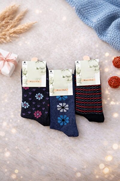 your trend socks 12 Çift Kadın Soket Çorap, Terletmeyen, Kokusuz, Pamuklu Çorap - Karışık Renk/Desen - Mevsimlik