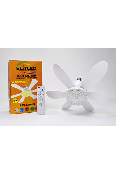 Derwell ELITLED Kristal LED Işıklı Tavan Vantilatörü 6 Kanatlı Kumandalı 30W ...