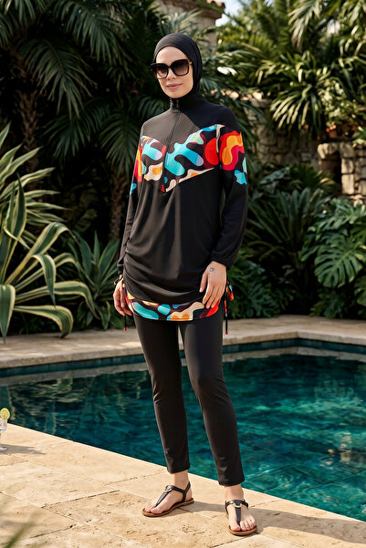 Haliç Mayo Sport Lycra Full Covered Hijab Swimsuit 6225 Black12