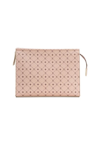 BAHELS Geantă clutch portofoliu cu monogramă bej pentru femei