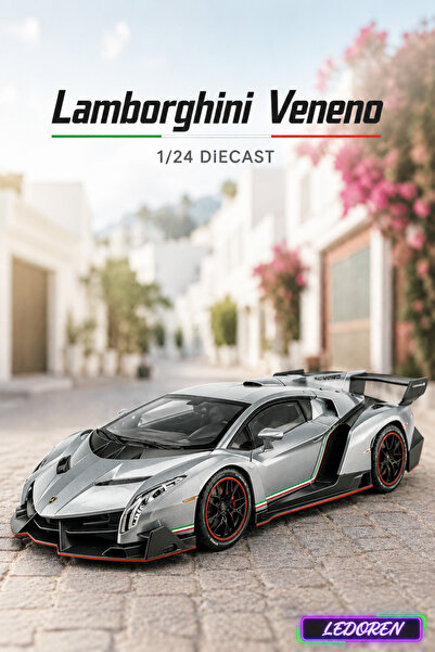 L'eDoren Gri Renkli Lamborghini Veneno 1/24 Diecast Model Araba Metal Klasik ...