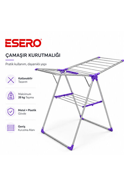 ESERO CC010 Katlanabilir Çamaşır Kurutmalığı 20 kg Kapasiteli Alüminyum Metal...