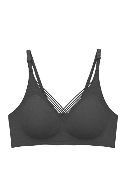 Cottonhill Seamless Bra - Lucent |   Black Laser Cut Women's Bra with Front C...