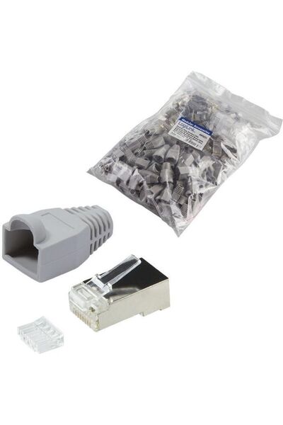 LogiLink MP0021 - Conectori RJ45 FTP cat.6 cu ochiuri de prindere - gri, 100 ...