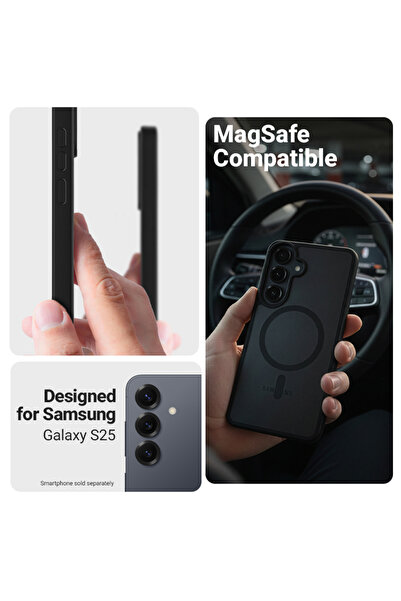 Crong Husă Hibridă Mată Magnetică - Etui MagSafe Samsung Galaxy S25 (bia≈Çy)
