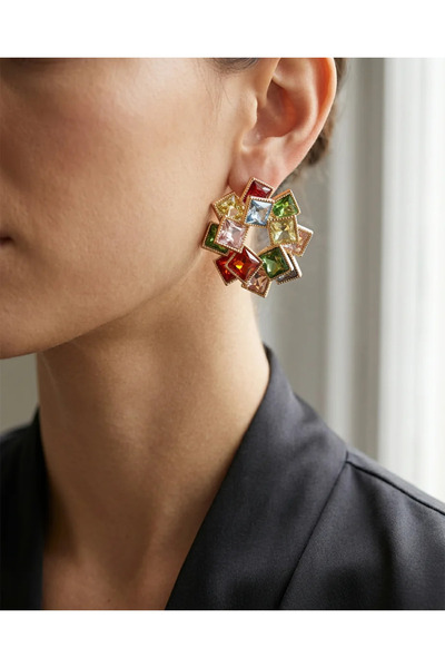 Dorvina Colorful Zircon Stone Women's Earrings Gold Color Jewelry Vintage Wom...