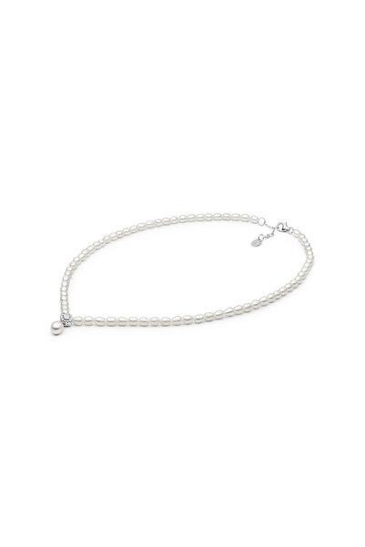 MANAVA Colier argint cu perle naturale si zirconia - Nuance