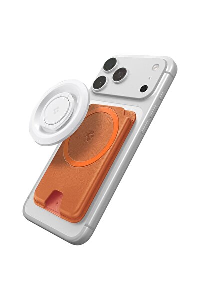 Spigen Magnetyczny portfel Valentinus MagFit+ MagSafe pomara≈Ñczowy