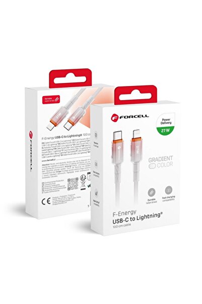Forcell Cablu USB C la Lightning F-Energy PD 3A 27W Gradient 1 m C356 bia≈Çy