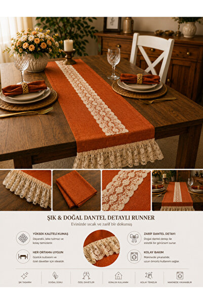 STUDIO HOME DESIGN Runner Masa Örtüsü 40x140 Güpürlü