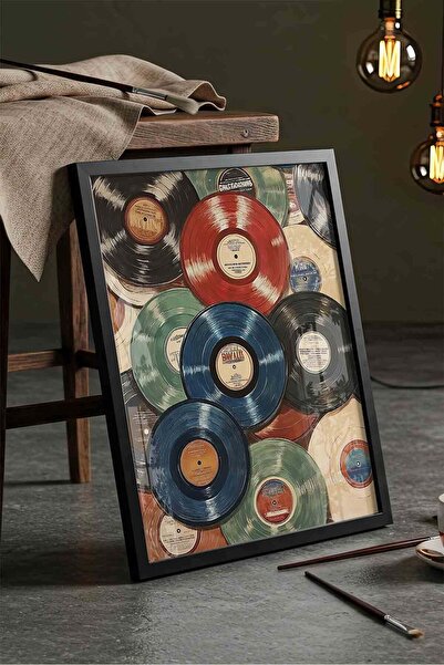 Buka Shops Colorful Records Retro Dopamine Decor - Black Framed Artwork