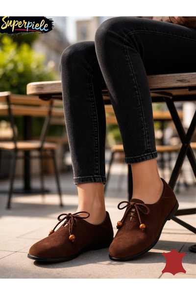 ANGEL BLUE Casual Shoes Made of Genuine Leather With a Very Low 1.5 cm Heel