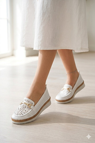 MERİSER Women's Comfortable Anatomical Genuine Leather Full Orthopedic Shoes