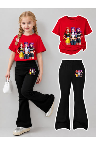 YUNAYT Set de pantaloni evazați și tricou spaniol pentru fete