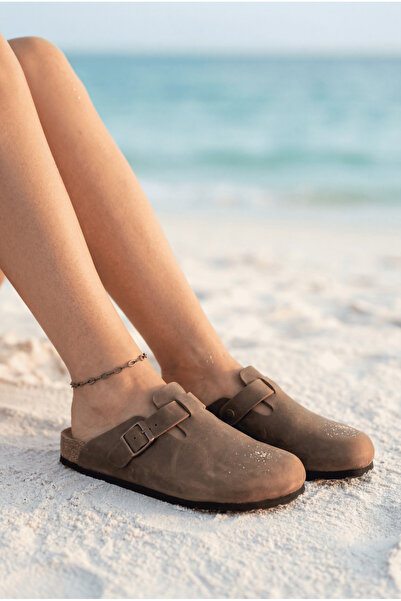 Brexia Dune Women's and Men's Genuine Cork Sole Suede Buckle Closed Toe Anato...