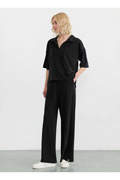 Selen Siyah Kadın Standart Fit Pantolon 26YSL5608