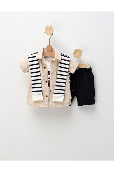 MiniKids Compleu de vara, Fashion Boy, cu crem