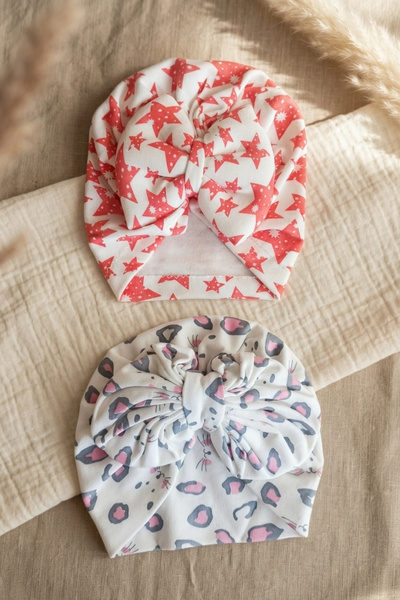 Babydonat Mia Soft Satin Baby Turban Bonnet Set - 3-Piece Bowknot Flexible an...