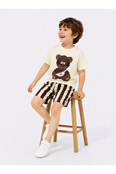 Patriko Boys' Bear Printed T-Shirt and Shorts Set