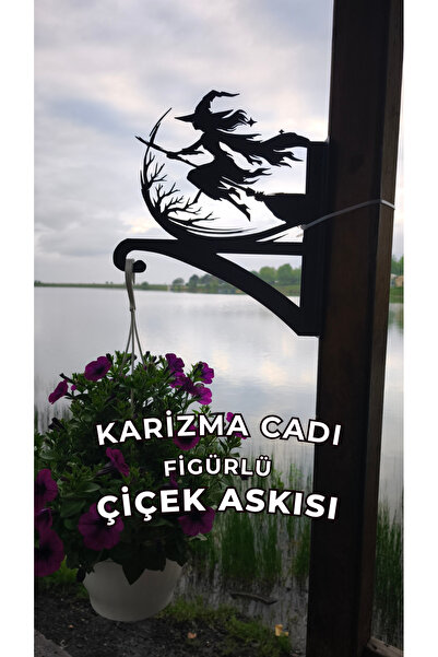 Metalciklerim Metal Saksı Askılığı - Karizma Cadı Figürlü Duvar Tipi Dekorati...