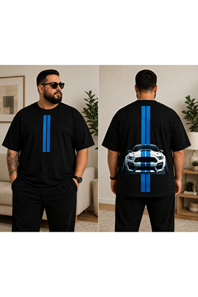 VODEXA Μπλουζάκι Unisex Oversize Μπλε γραμμή με στάμπα από βαμβάκι, Μπλουζάκι...