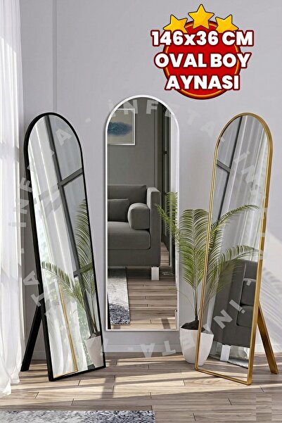 İnfeta 146x36 cm Oval Boy Aynası Dekoratif Ayaklı Karışık Renk Boy Aynası Dek...