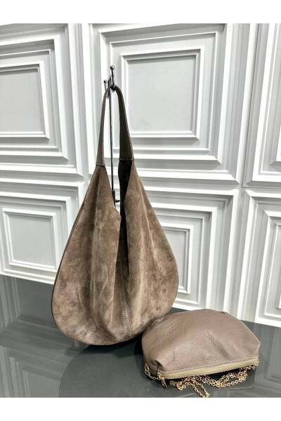 My Easy Shop Mesbag Women's Bag Genuine Suede Leather with Puppy Bag