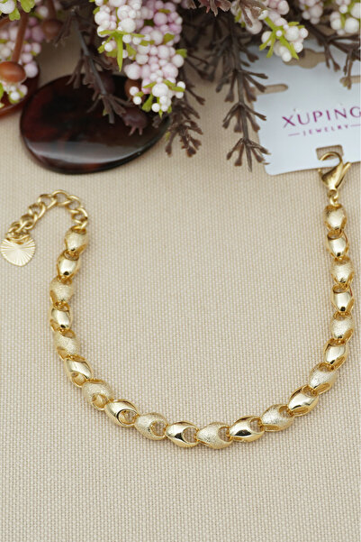 Bilge Takı Vip Xuping Textured Oval Ring Steel Bracelet, Non-Tarnishing Steel...