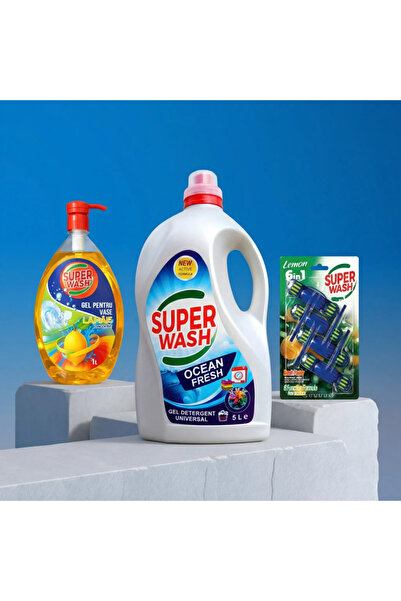 Super wash Package – Detergent 5L + Dishwashing Liquid + Toilet Freshener