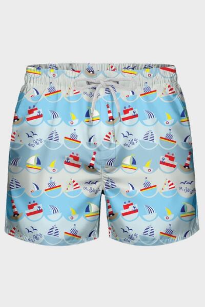 Miami Beach 1-4 Years Old Water Repellent Digital Printed Children's Swim Sho...