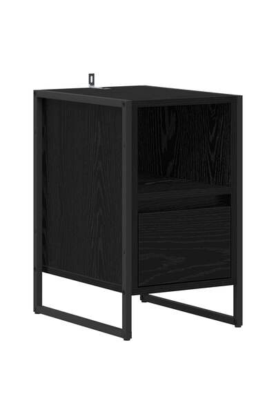 vidaxl Noptieră cu sertar Stejar Negru 39,5 x 30 x 50 cm Lemn compozit