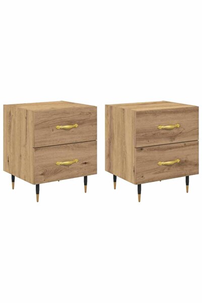vidaxl Dulap de noapte 2 pcs Stejar Artizanal 40 x 35 x 47,5 cm